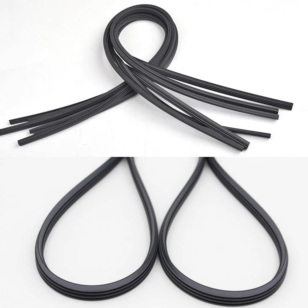 A black natural rubber strip for a universal car windshield wiper blade insert.