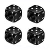 A set of four black hex aluminum alloy tire valve caps shown from above.