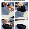 Step-by-step instructions showing how to install a double-sided adhesive bonding method for a Shark Fin roof antenna cover.