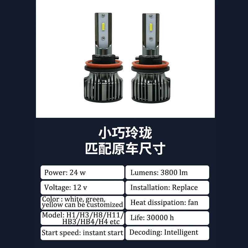 A set of high-intensity lemon green fog light bulbs for car headlights.