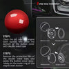 Instructions for 2-step easy installation of a push start ignition button cover using double sided tape