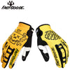 Une paire de gants de moto FastGoose jaunes et noirs, vue de profil.