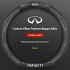 Black carbon fiber patterned nappa skin steering wheel covers for Infiniti vehicles