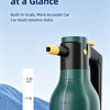 A green high-pressure electric foam spray bottle with a transparent water level line displayed on the side.