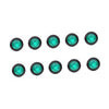 A set of eight round green LED side marker lights for trucks, trailers, and RVs.