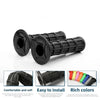 Black silicone handle bar grips for motorcycles shown in a product photo.
