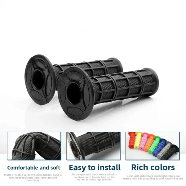 Black silicone handle bar grips for motorcycles shown in a product photo.
