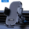 A black TOPK adjustable phone mount is shown mounted on a car vent grille.