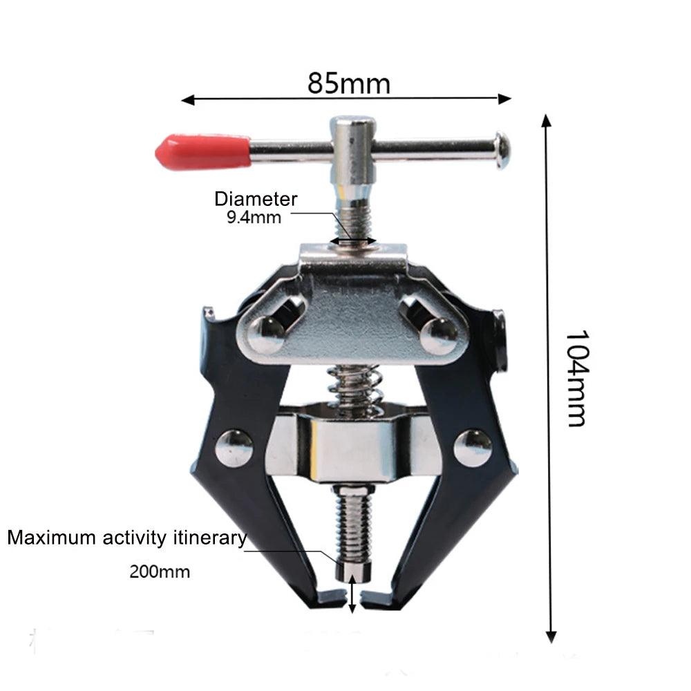 A silver and black heavy-duty wiper arm removal tool with a red handle and measurements shown.