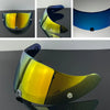 A motorcycle helmet visor lens in yellow-green tint shown from multiple angles.