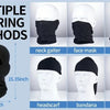 Verschiedene Methoden zum Tragen einer schwarzen Gesichtsmaske, darunter Halstuch, Gesichtsmaske, Schal, Kopftuch, Bandana un
