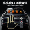 A hand gesture recognition system for a car, showing various hand signs and a gesture control device.
