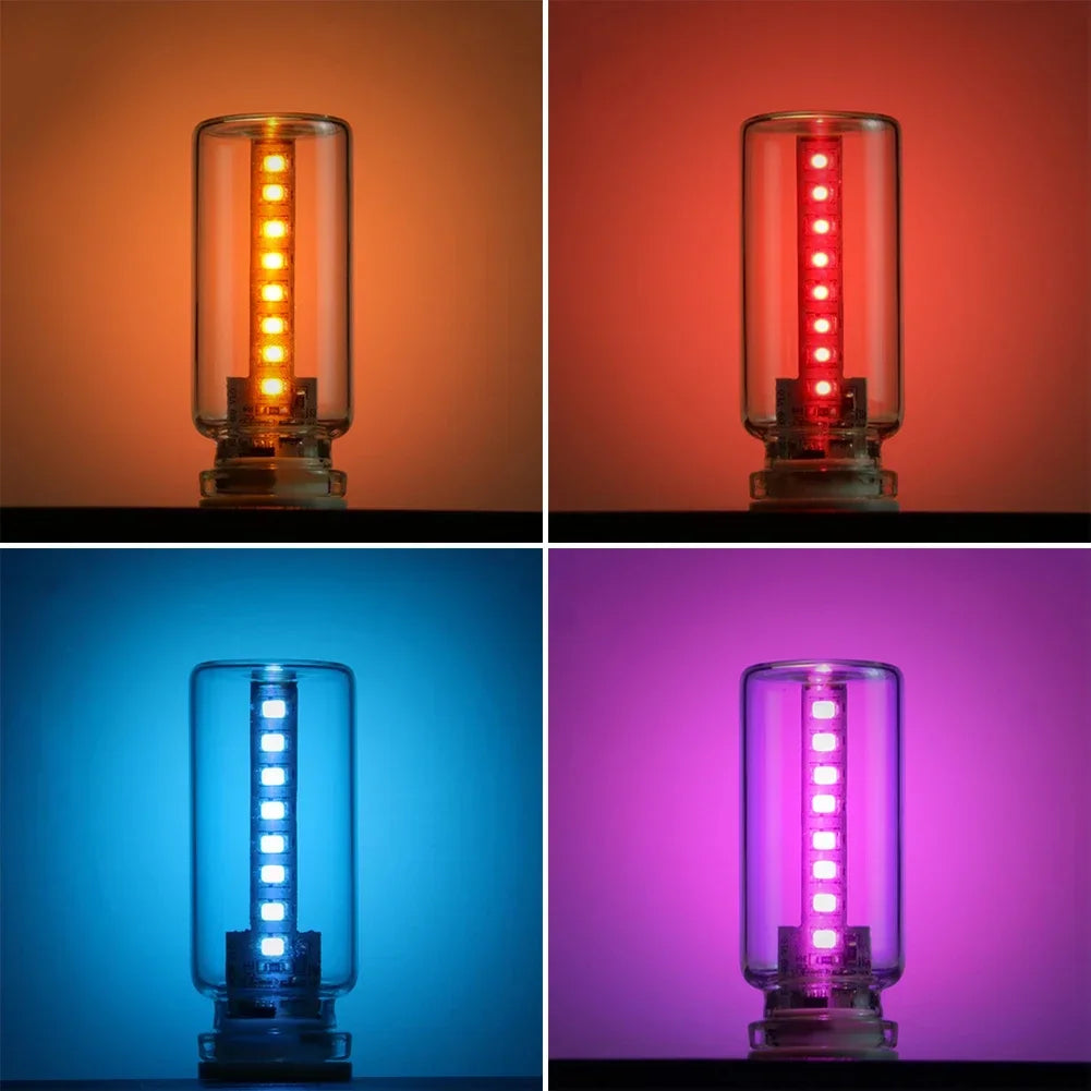 Touch Control Ambient LED Nachtlicht in verschiedenen Farben: orange, rot, blau und lila.