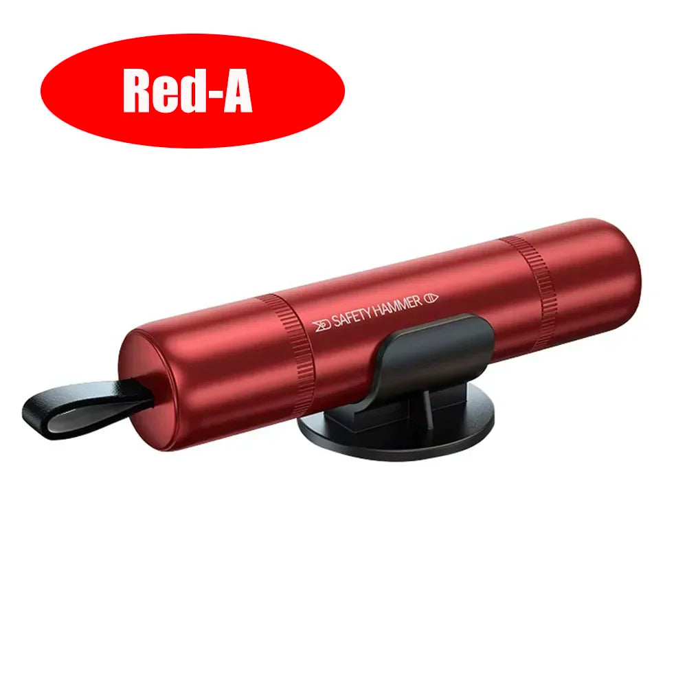 A red safety hammer tool with a black handle and base, labeled Red-A.