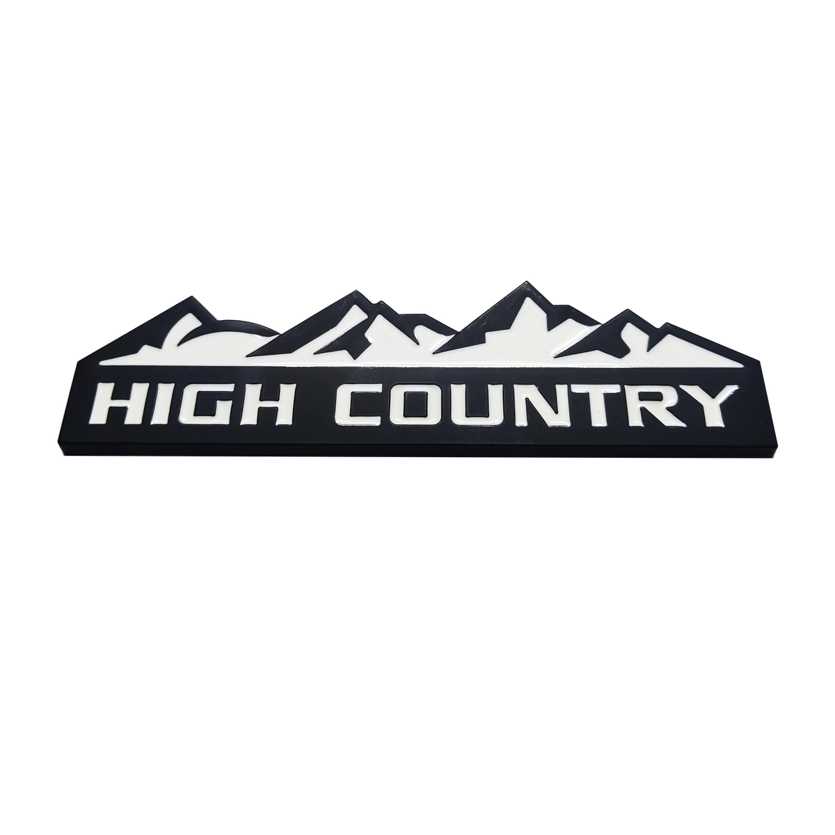 A black decal featuring the text HIGH COUNTRY with a silhouette of mountains above it.