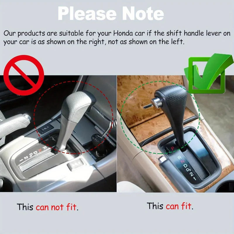 Comparison showing a replacement gear shifter knob for a Honda Accord, illustrating correct and incorrect fitment.