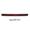 Black carbon fiber car door threshold decals with the brand name RIO