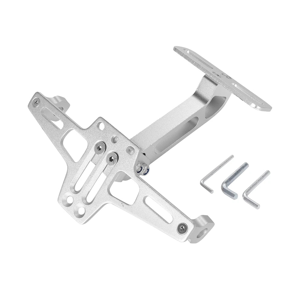 Soporte para matrícula universal de motocicleta plateado con soportes y tornillos