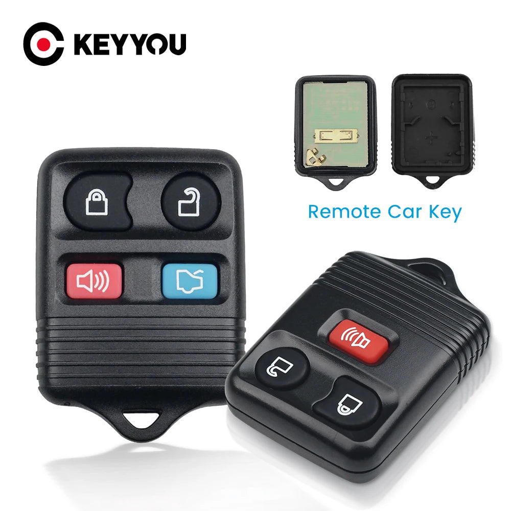 A black universal remote car key transmitter with multiple buttons and a separate remote key shown next to it.