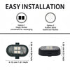 Wireless RGB car LED lights shown with installation options and product dimensions.