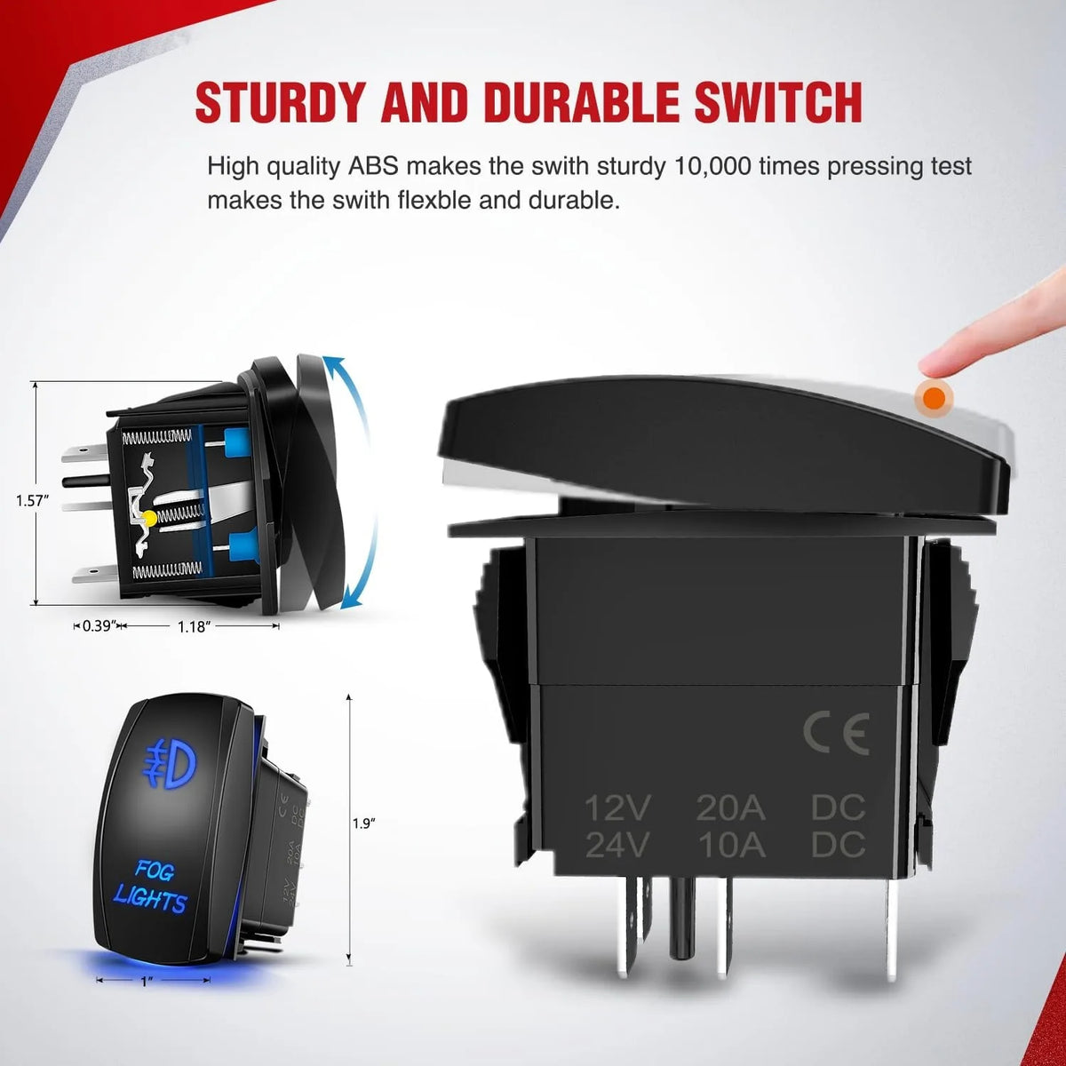 A black heavy duty wiring harness kit for fog lights with a sturdy switch and electrical specifications.