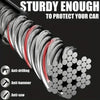 Close-up of a sturdy coil anti-theft steering wheel lock with anti-drilling, anti-hammer, and anti-saw features.