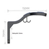 A black wall mount hook with a 150mm span and a 70mm height, featuring a 31mm hole pitch.