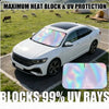 A white car with a transparent UV reflective tint on the windshield and side windows.