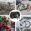 A heavy duty waterproof bicycle cover shown in various contexts including on a bike, against the elements, and protecting a b