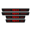 Three black carbon fiber decals with the text RIO on each, featuring red lines.