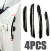 Four black car door edge protector strips for anti-scratch guard trim installation