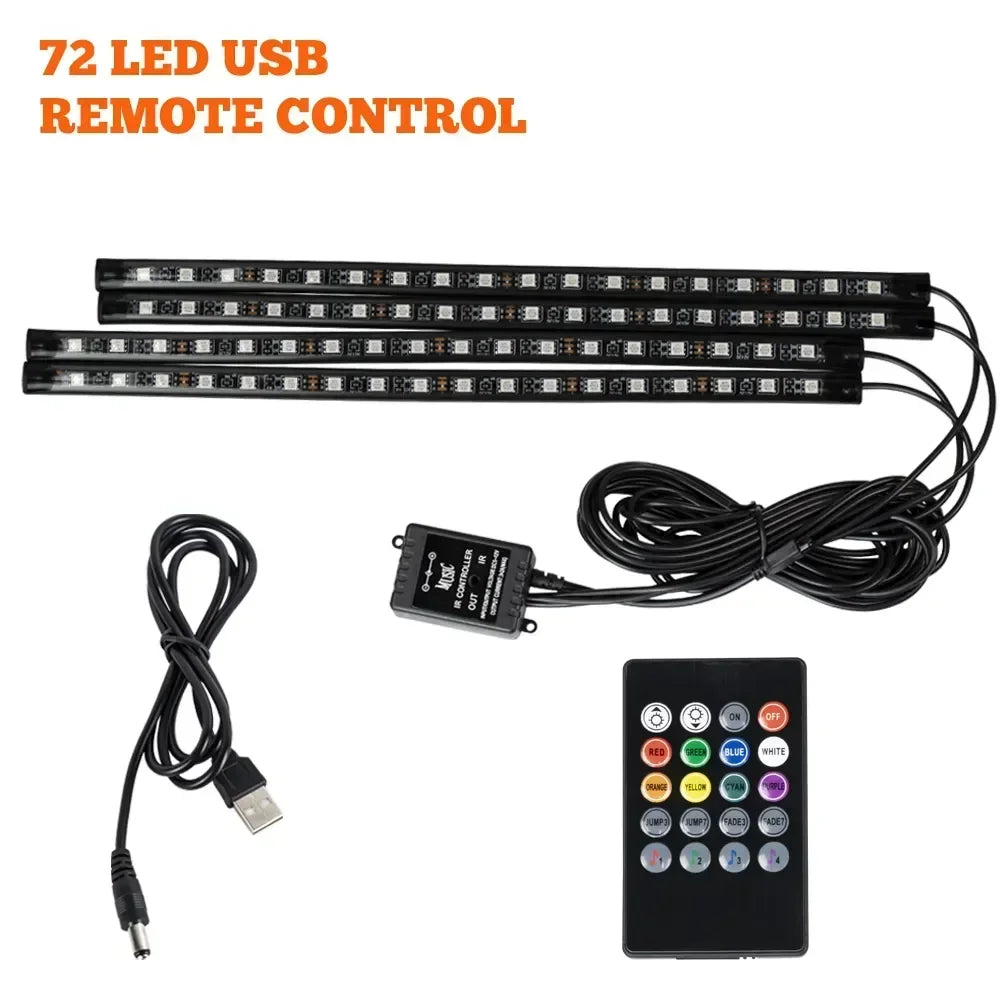 A set of 72 LED USB remote control lights and a corresponding remote controller device.