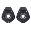 A pair of black car wiper arm protective pads with a textured surface and a central opening.