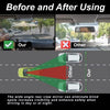 Before and after comparison showing a wide angle rear view mirror for improved visibility.