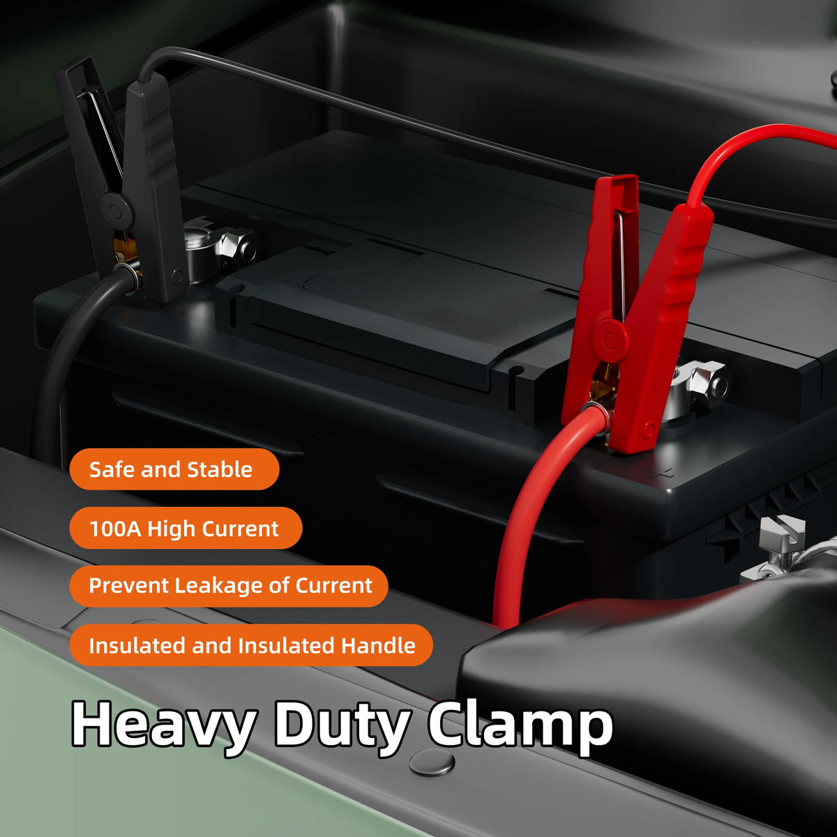 Heavy-Duty 6ft Jumper Cable Clamps with Power Adapter
