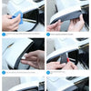 Installation procedure showing steps for installing a car side mirror rain deflector set