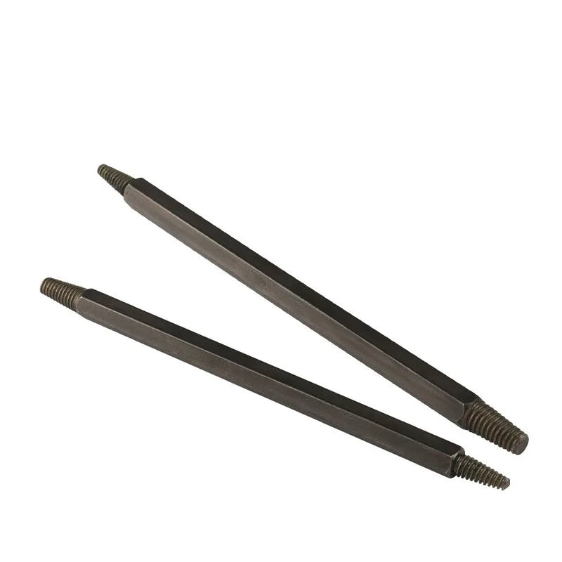 A pair of black car spark plug extractors, showing the threaded tips and long shafts.