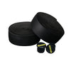 Black breathable silica gel handlebar tape in a circular roll and two individual pieces