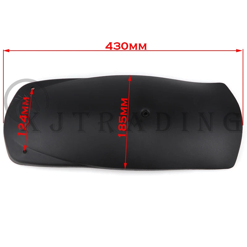 Black durable plastic fender for go-kart or ATV with dimensions 430mm long and 185mm high