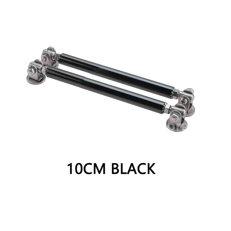 A pair of 10cm black universal adjustable bumper lip splitter rods.