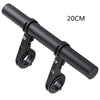 Schwarzer verstellbarer Fahrradlenker-Erweiterhalter mit 20 cm Länge.