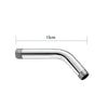 A silver stainless steel shower arm extension with a curved design, shown against a white background.