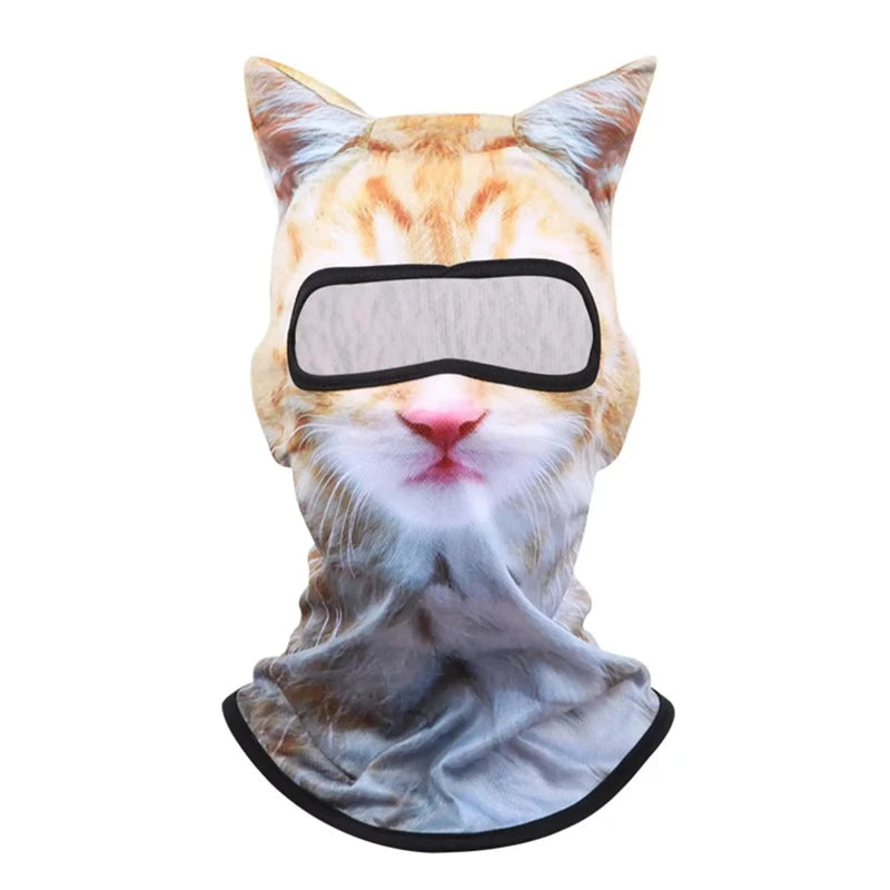 Máscara balaclava de tigre naranja y blanco realista que cubre la parte inferior del rostro y el cuello.