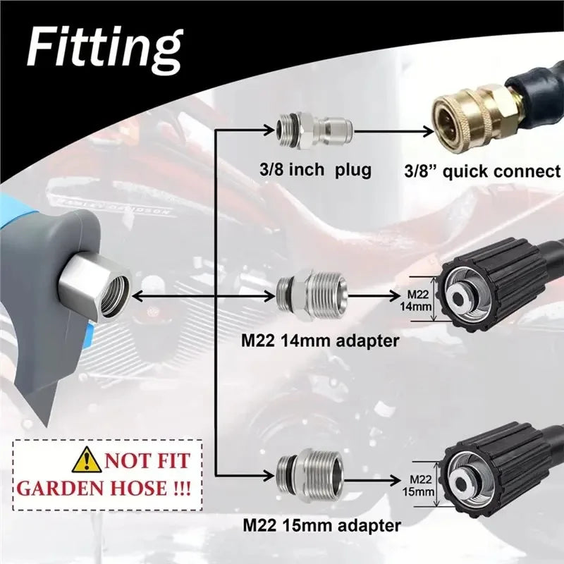 Zusätzliche Teile für eine rotierende Autowasch-Pistole, einschließlich verschiedener Adapter und Stifte