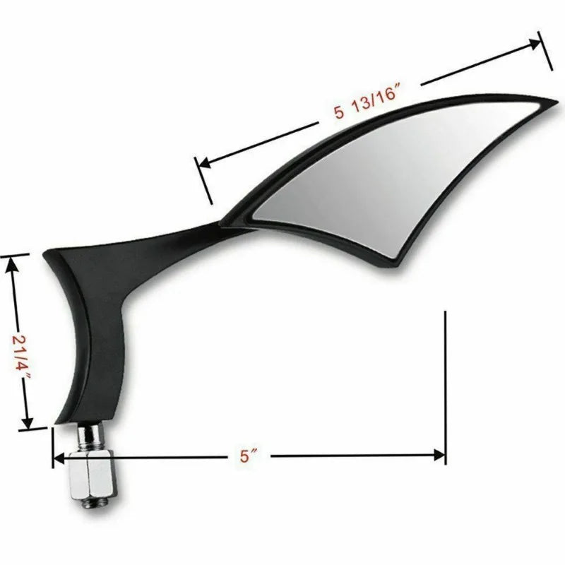 Espejo lateral ajustable negro para motocicleta con superficie reflectante y soporte de montaje.