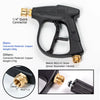 A black pressure washer kit featuring a 1/4 quick connector and a metric M22 x 1.5mm nozzle.