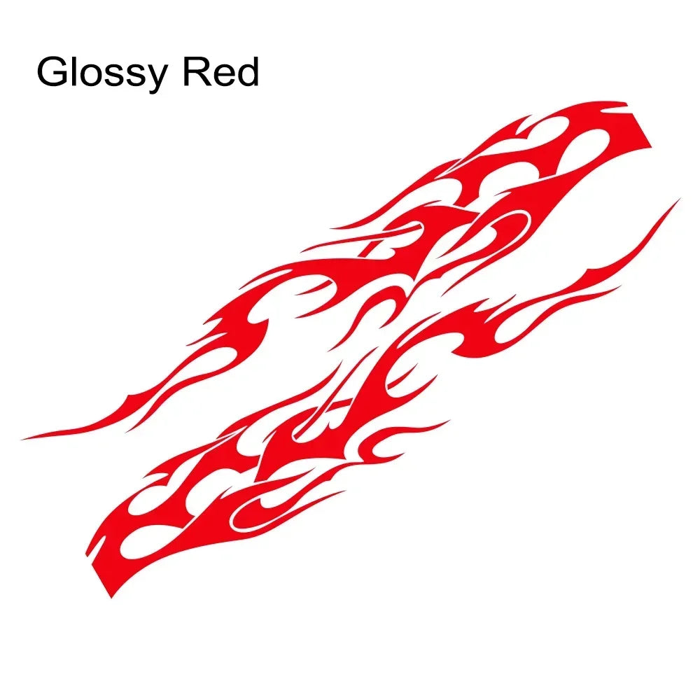 Glossy red flame design for universal racing stripe vinyl decals