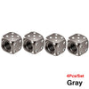 Set of four gray aluminum dice valve caps for tires