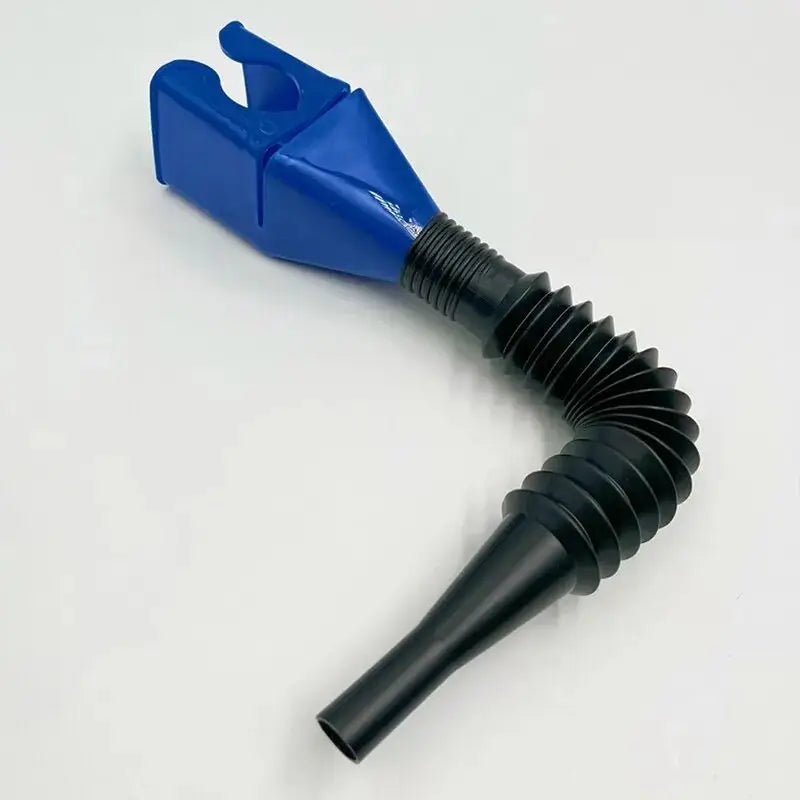Blue and black funnel tool for transferring oil or fluids