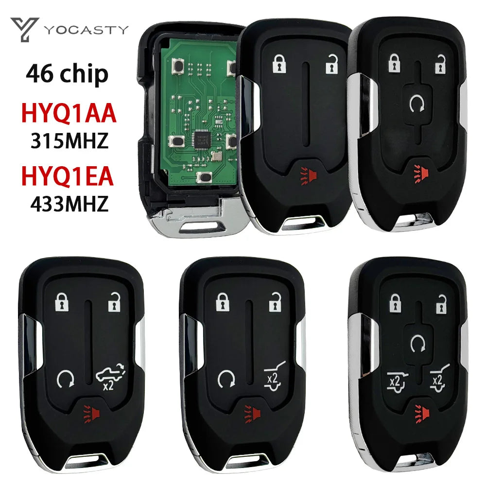 A set of aftermarket remote keys for Chevrolet trucks and SUVs, including various chip models.